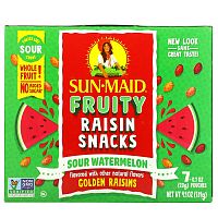 Sun-Maid, Fruity Raisin Snacks, кислый арбуз, 7 пакетиков по 20 г (0,7 унции)