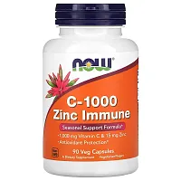 NOW Foods, C-1000 Zinc Immune, Vitamin C, 1,000 mg  &amp; Zinc, 15 mg , 90 Veg Capsules