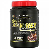 ALLMAX, AllWhey Gold, 100 % сывороточный белок + изолят сывороточного белка премиум-качества, со вкусом шоколада, 907 г (2 фунта)