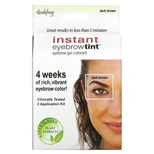 Godefroy, Instant Eyebrow Tint, Dark Brown, 3 Application Kit