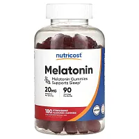 Nutricost, Melatonin Gummies, Strawberry, 20 mg , 180 Gummies (10 mg per Gummy)