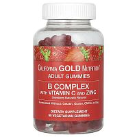 California Gold Nutrition, B Complex with Vitamin C and Zinc Gummies, Natural Strawberry, 90 Vegetarian Gummies