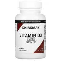 Kirkman Labs, Vitamin D3, 25 mcg (1,000 IU), 120 Capsules