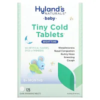 Hyland's, Baby, Крошечные ночные таблетки от простуды, для детей от 6 месяцев, 125 быстрорастворимых таблеток