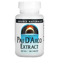 Source Naturals, Pau D&#x27;Arco Extract, 500 mg, 100 Tablets