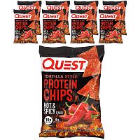 Quest Nutrition, Tortilla Style Protein Chips, Hot &amp; Spicy, 8 Bags, 1.1 oz (32 g) Each