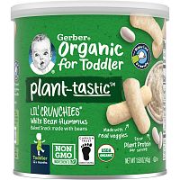 Gerber, Organic для малышей, маленькие хрустящие хлопья, с растительным вкусом, запеченные снеки, для детей от 12 месяцев, хумус из белой фасоли, 45 г (1,59 унции)