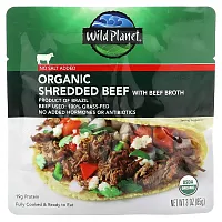 Wild Planet, Organic Shredded Beef with Beef Broth, No Salt Added, 3 oz (85 g)