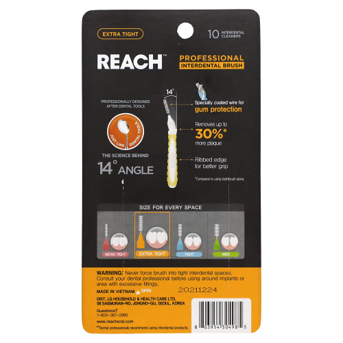 Reach, Professional Interdental Brush, Extra Tight, 10 Interdental Cleaners фото 2