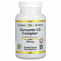 California Gold Nutrition, Curcumin C3 Complex с экстрактом BioPerine, 500 мг, 120 растительных капсул