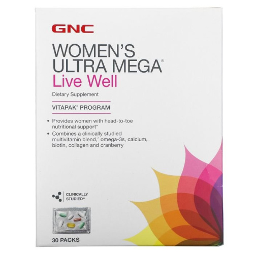 GNC, комплекс для женщин Ultra Mega, Live Well, 30 пакетиков