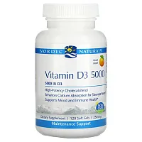 Nordic Naturals, Vitamin D3 5000, Orange, 5,000 IU, 120 Soft Gels