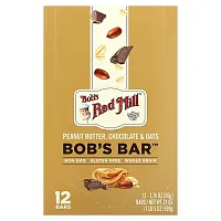 Bob&#x27;s Red Mill, Bob&#x27;s Bar, Peanut Butter, Chocolate &amp; Oats, 12 Bars, 1.76 oz (50 g) Each