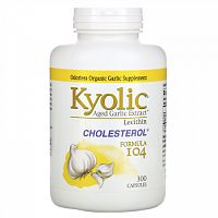 Kyolic, Aged Garlic Extract, экстракт чеснока с лецитином, формула для снижения уровня холестерина 104, 300 капсул