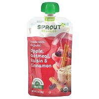 Sprout Organic, Детское питание, от 6 месяцев, яблочно-овсяный изюм с корицей, 99 г (3,5 унции)