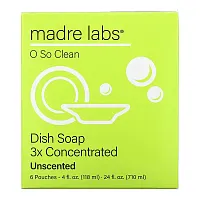 Madre Labs, Dish Soap, 3x Concentrate Refill, Unscented, 6 Pouches, 4 fl oz (118 ml) Each