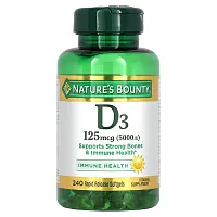 Nature&#x27;s Bounty, D3, 125 mcg (5,000 IU), 240 Rapid Release Softgels