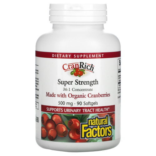 Natural Factors, CranRich, Super Strength, 500 мг, 90 капсул