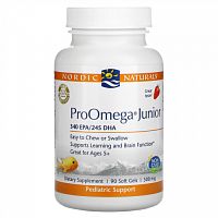 Nordic Naturals, ProOmega Junior, клубничный вкус, 340 мг, 90 мягких таблеток