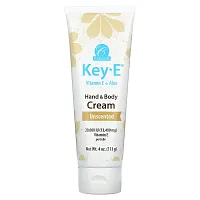 Carlson, Key E, Vitamin E + Aloe, Hand &amp; Body Cream, Unscented, 4 oz (113 g)