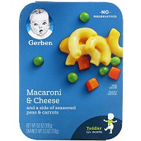 Gerber, Mealtime для малышей от 12 месяцев, макароны с сыром и гарниром из гороха и моркови, 187 г (6,6 унции)