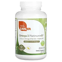 Zahler, Omega 3 Platinum+D, Advanced Omega 3 Fish Oil + Vitamin D3, 2,000 mg, 180 Softgels (1,000 mg per Softgel)