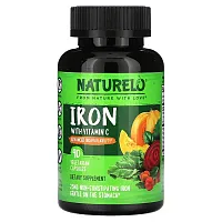 NATURELO, Iron With Vitamin C, 90 Vegetarian Capsules