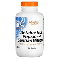 Doctor&#x27;s Best, Betaine HCl, Pepsin and Gentian Bitters, 360 Capsules