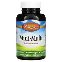 Carlson, Mini-Multi, Vitamins &amp; Minerals, Iron-Free, 180 Mini Tablets