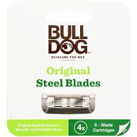 Bulldog Skincare For Men, Original Steel Blades, запасной блок, 4 шт.