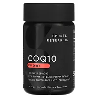 Sports Research, CoQ10, USP Grade with BioPerine, 100 mg, 30 Veggie Softgels