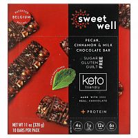 Sweetwell, Keto Bar, батончик с пеканом, корицей и молочным шоколадом, 10 батончиков, 32 г (1,1 унции)