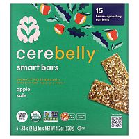 Cerebelly, Smart Bars, Organic Toddler Bars, Apple Kale, 5 Bars, 0.84 oz (24 g) Each