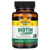 Country Life, High Potency Biotin, 10 mg, 60 Vegan Capsules