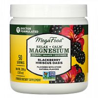 MegaFood, Relax + Calm Magnesium, Оазис ежевики и гибискуса, 7,05 унции (200 г)