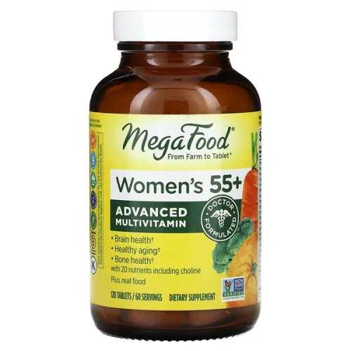 MegaFood, Women&#x27;s 55+, Advanced Multivitamin, 120 Tablets