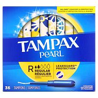 Tampax, Жемчужный, обычный, без запаха`` 36 тампонов