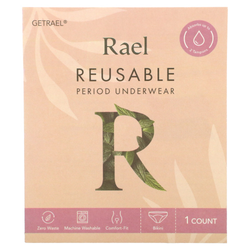 Rael, Reusable Period Underwear, Bikini, Extra Large, Black, 1 Count фото 3