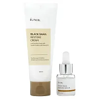 iUNIK, Black Snail Edition Skin Care Set, Cream &amp; Mini Serum, 2 Piece Set