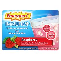 Emergen-C, Immune +, малина, 1000 мг, 30 пакетиков по 9,2 г (0,32 унции)