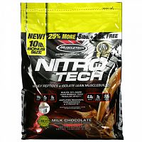 MuscleTech, Nitro Tech, сывороточный изолят и пептиды для роста сухой мышечной массы, со вкусом молочного шоколада, 4,54 кг (10 фунтов)