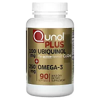 Qunol, Plus Ubiquinol + Omega-3, 100 mg + 250 mg, 90 Softgels