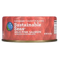 Sustainable Seas, Дикий горбуша, без кожи и без костей, 142 г (5 унций)