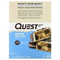 Quest Nutrition, Protein Bar, Dipped Cookies &amp; Cream, 12 Bars, 1.76 oz (50 g) Each