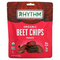 Rhythm Superfoods, Органические свекольные чипсы, без добавок, 40 г (1,4 унции)