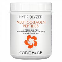 Codeage, Hydrolyzed, мультиколлагеновые пептиды, 5 типов I, II, III, V, X, порошок, нейтральный вкус, 567 г (1,25 фунта)