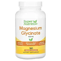 Super Nutrition, Magnesium Glycinate, 400 mg, 180 Veggie Capsules (133 mg Per Capsule)