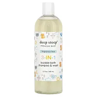 Deep Steep, Premium Baby, 3-in-1 Bubble Bath, Shampoo &amp; Wash, Fragrance Free, 15 fl oz (445 ml)