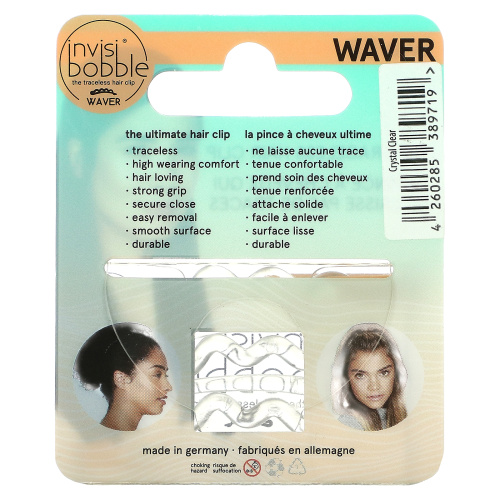 Invisibobble, Waver, Traceless Hair Clip, Crystal Clear, 3 Pack фото 2