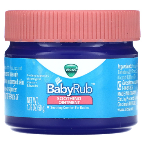 Vicks, Baby Rub, успокаивающая мазь, 50 г (1,76 унции) фото 4